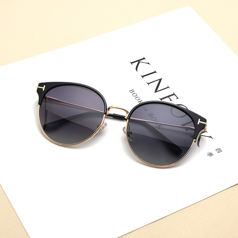 Occhiali da sole polarizzati in metallo vintage Cat-eye oversize per unisex