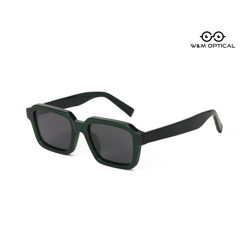 Occhiali da sole rettangolari larghi in acetato con montatura stretta e spessa con logo personalizzato 