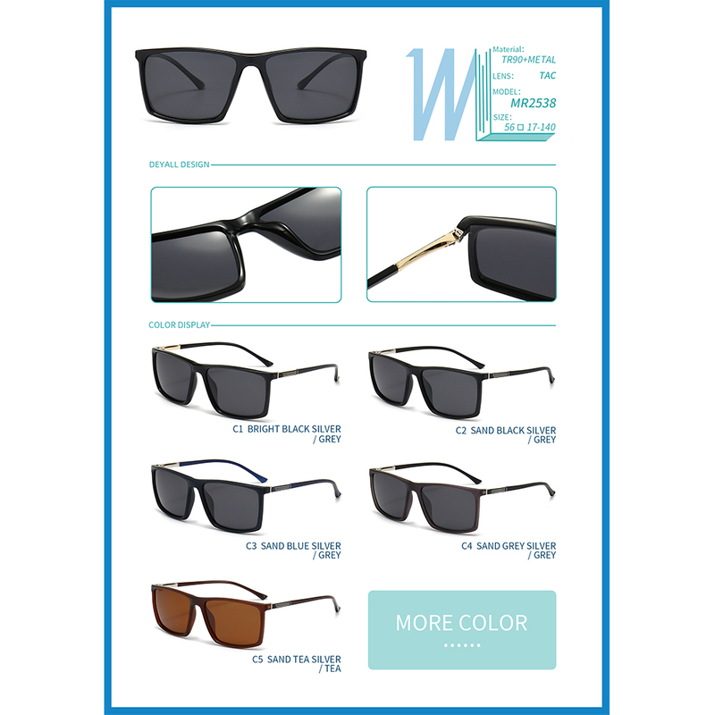 MR2538 Occhiali da sole Suqare Full Frame Metal Temple TAC Lens TR90