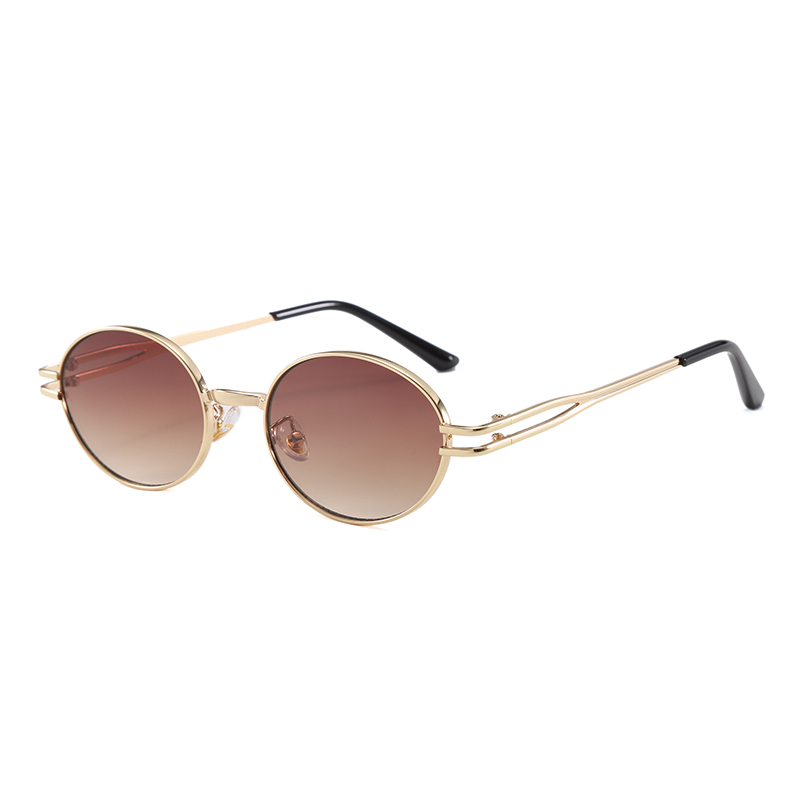 Wl2045 Eleganti occhiali da sole rotondi in metallo a doppia barra Uv400 da uomo