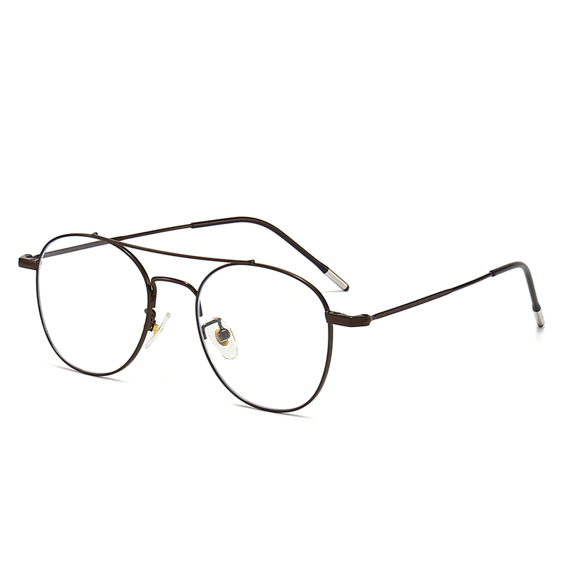 Montatura da vista vintage in acciaio inossidabile con doppio ponte Blue Ray