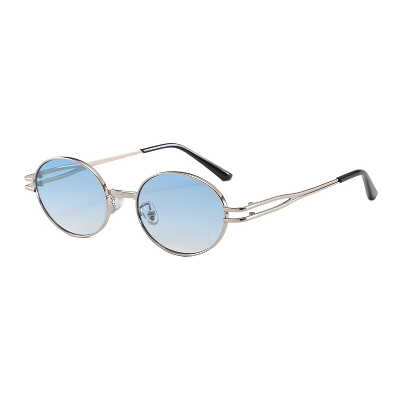 Wl2045 Eleganti occhiali da sole rotondi in metallo a doppia barra Uv400 da uomo