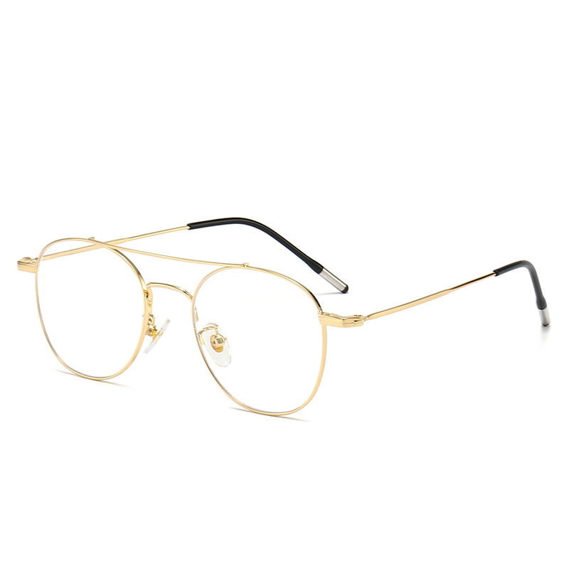 Montatura da vista vintage in acciaio inossidabile con doppio ponte Blue Ray