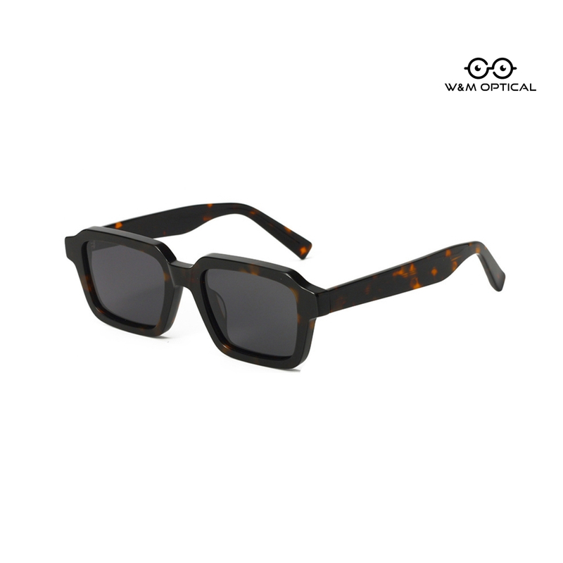 Occhiali da sole rettangolari larghi in acetato con montatura stretta e spessa con logo personalizzato 