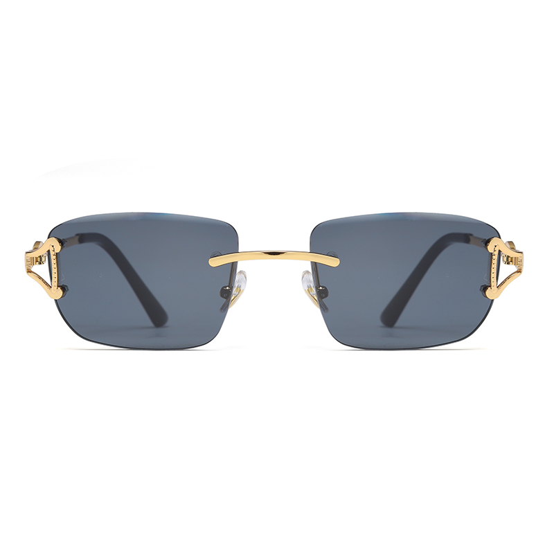 Occhiali da sole multicolori ovali senza montatura in metallo per protezione solare esterna semplice di moda all'ingrosso