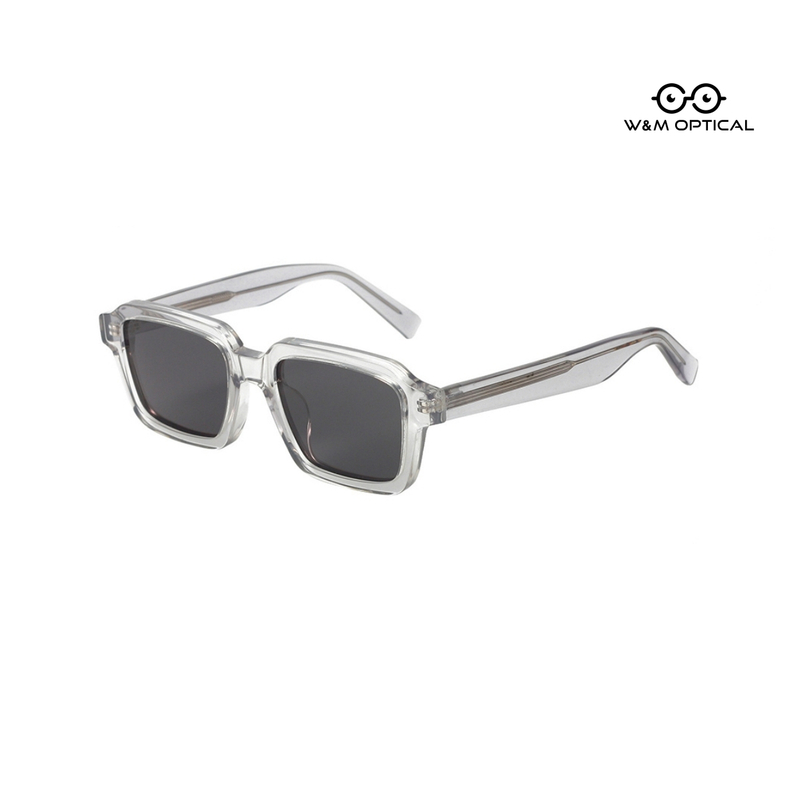 Occhiali da sole rettangolari larghi in acetato con montatura stretta e spessa con logo personalizzato 