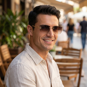 Nuovo logo personalizzato Occhiali da sole con montatura in metallo senza montatura di lusso Donna Uomo