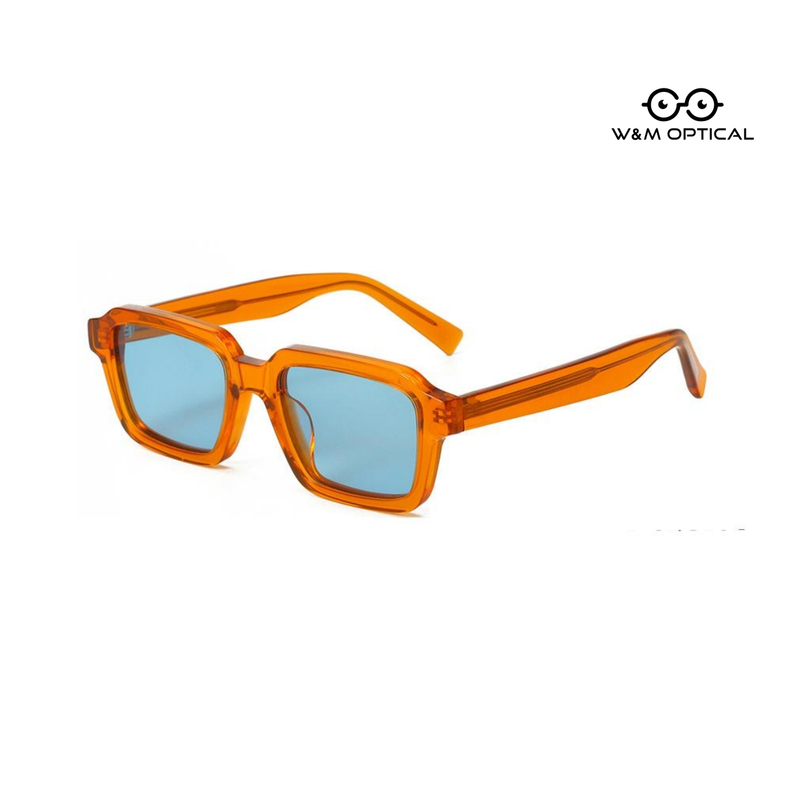 Occhiali da sole rettangolari larghi in acetato con montatura stretta e spessa con logo personalizzato 