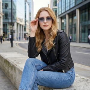 Occhiali da sole di lusso con bordo smerlato senza montatura per uomo e donna