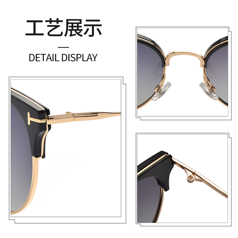 Occhiali da sole polarizzati in metallo vintage Cat-eye oversize per unisex