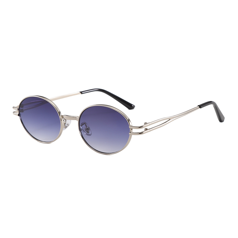 Wl2045 Eleganti occhiali da sole rotondi in metallo a doppia barra Uv400 da uomo