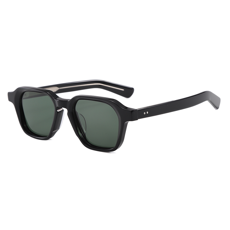 Occhiali da sole in acetato dal design geometrico poligonale con montatura nera retrò YSAT3004 S