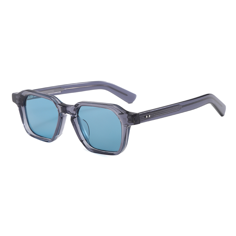 Occhiali da sole in acetato dal design geometrico poligonale con montatura nera retrò YSAT3004 S