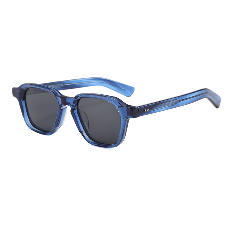 Occhiali da sole in acetato dal design geometrico poligonale con montatura nera retrò YSAT3004 S