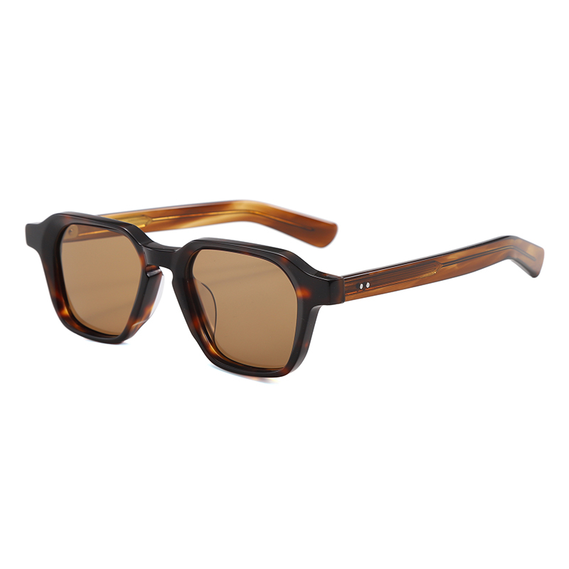 Occhiali da sole in acetato dal design geometrico poligonale con montatura nera retrò YSAT3004 S