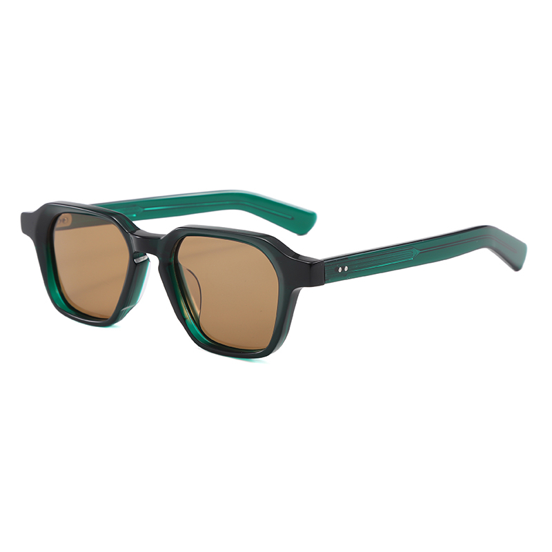 Occhiali da sole in acetato dal design geometrico poligonale con montatura nera retrò YSAT3004 S