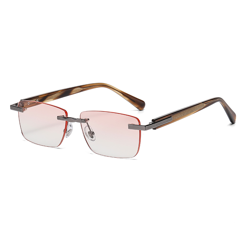 Occhiali da sole rettangolari senza cornice con protezione UV per uomo donna YSHS7002